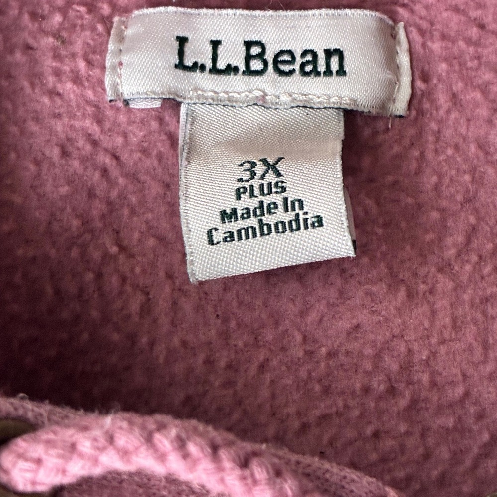 Full Zip Hoodie Women's 3X Plus Mauve Fleece L.L. Bean Gorpcore Work Wear Rugged - Picture 8 of 16